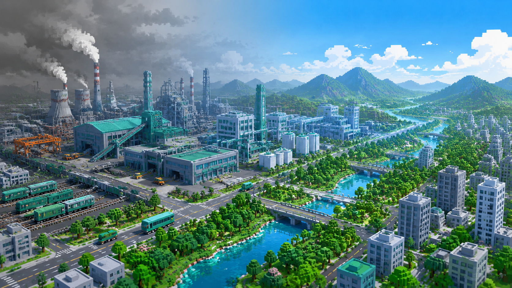 钢城空气质量改善VOX信息插画